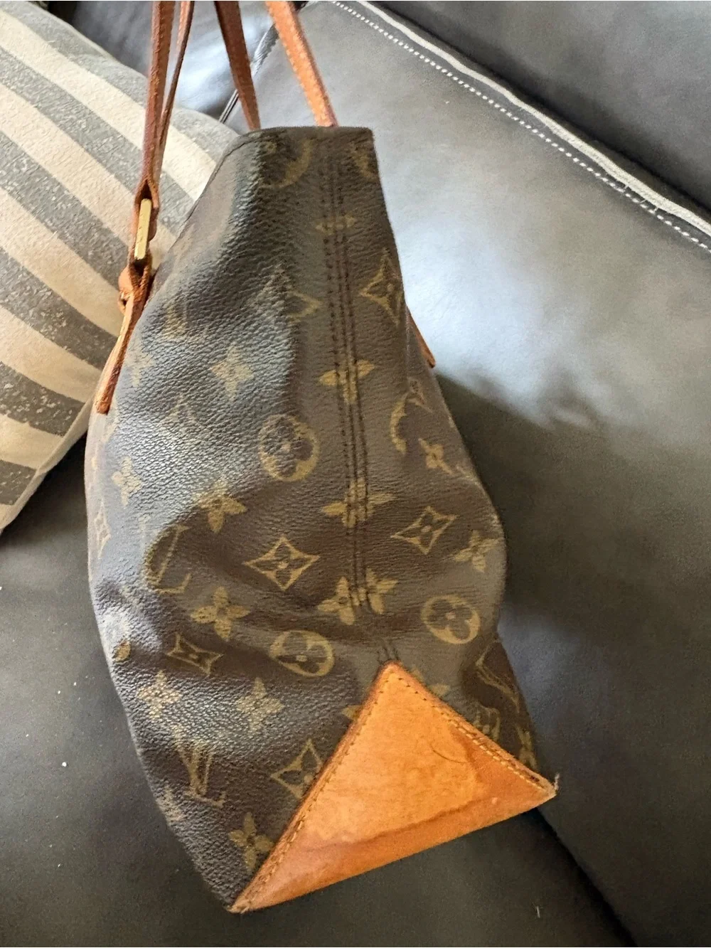 Vintage Authentic LOUIS VUITTON Cabas Piano Tote Hand Bag Monogram Canvas